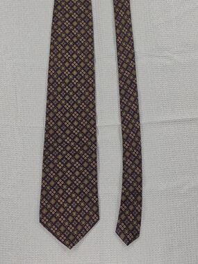 Christian Dior Monsieur Geometric Silk Tie Tie Maroon & Gold